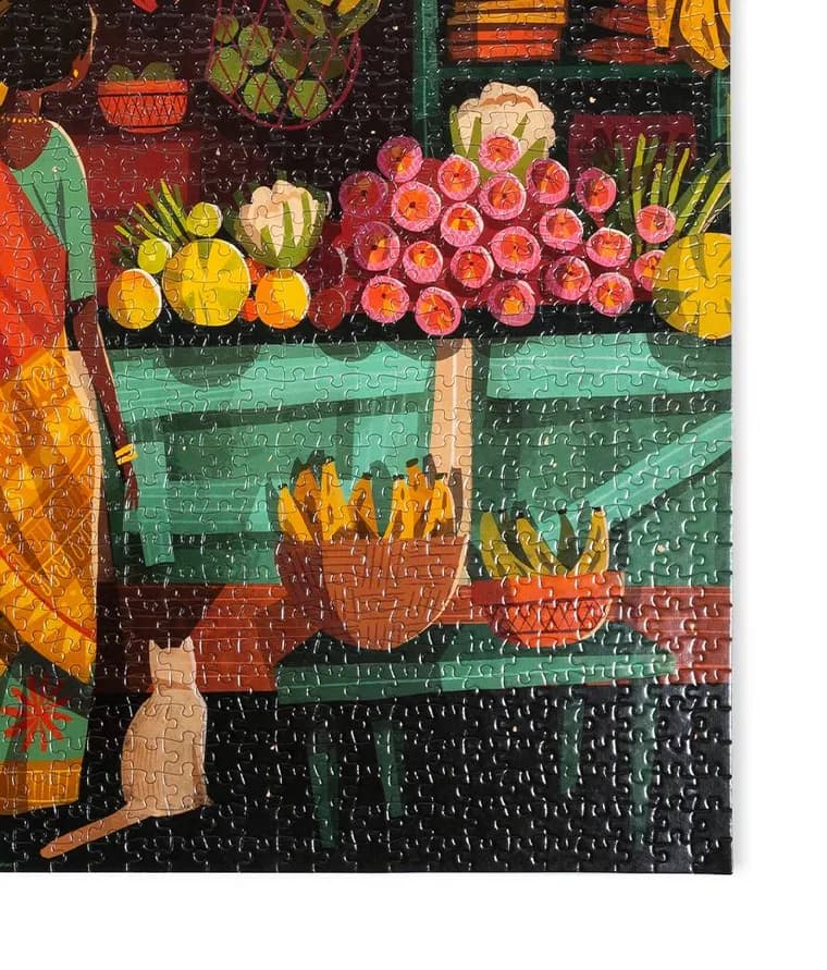 Market Woman & Cat by Chaaya Prabhat: 1000pc puzzle thumbnail 4