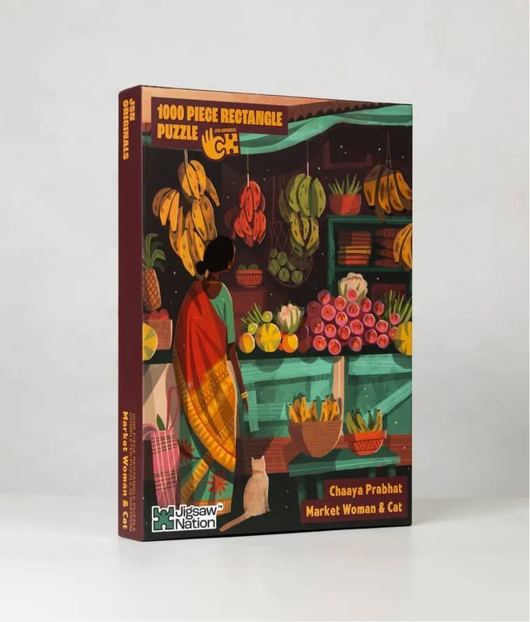 Market Woman & Cat by Chaaya Prabhat: 1000pc puzzle view 1