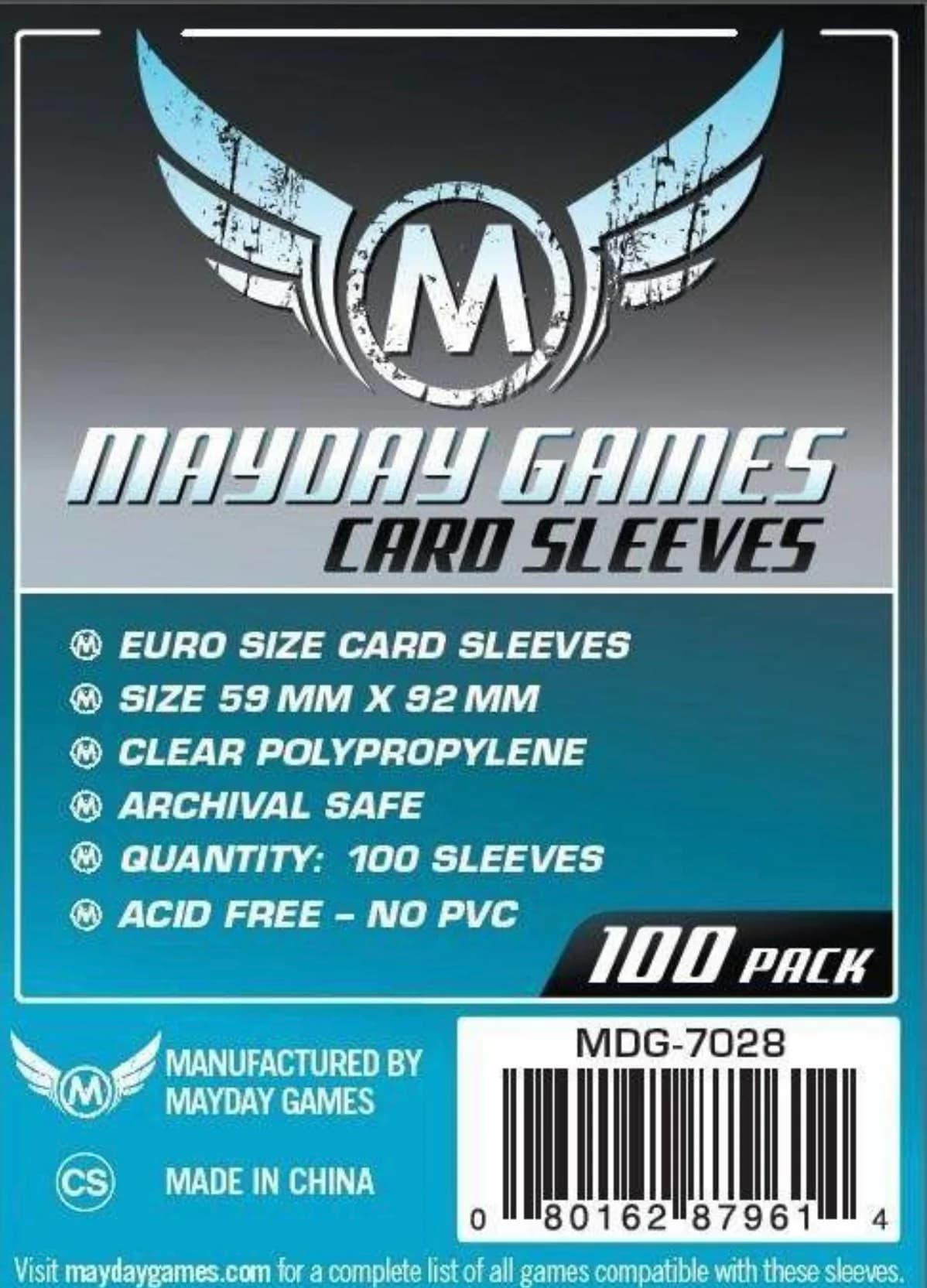 Mayday: Euro Sleeves 59mm x 92mm Blue (100) view 1